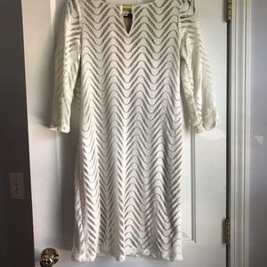 Cream Chevron lace dress with under slip. Size S